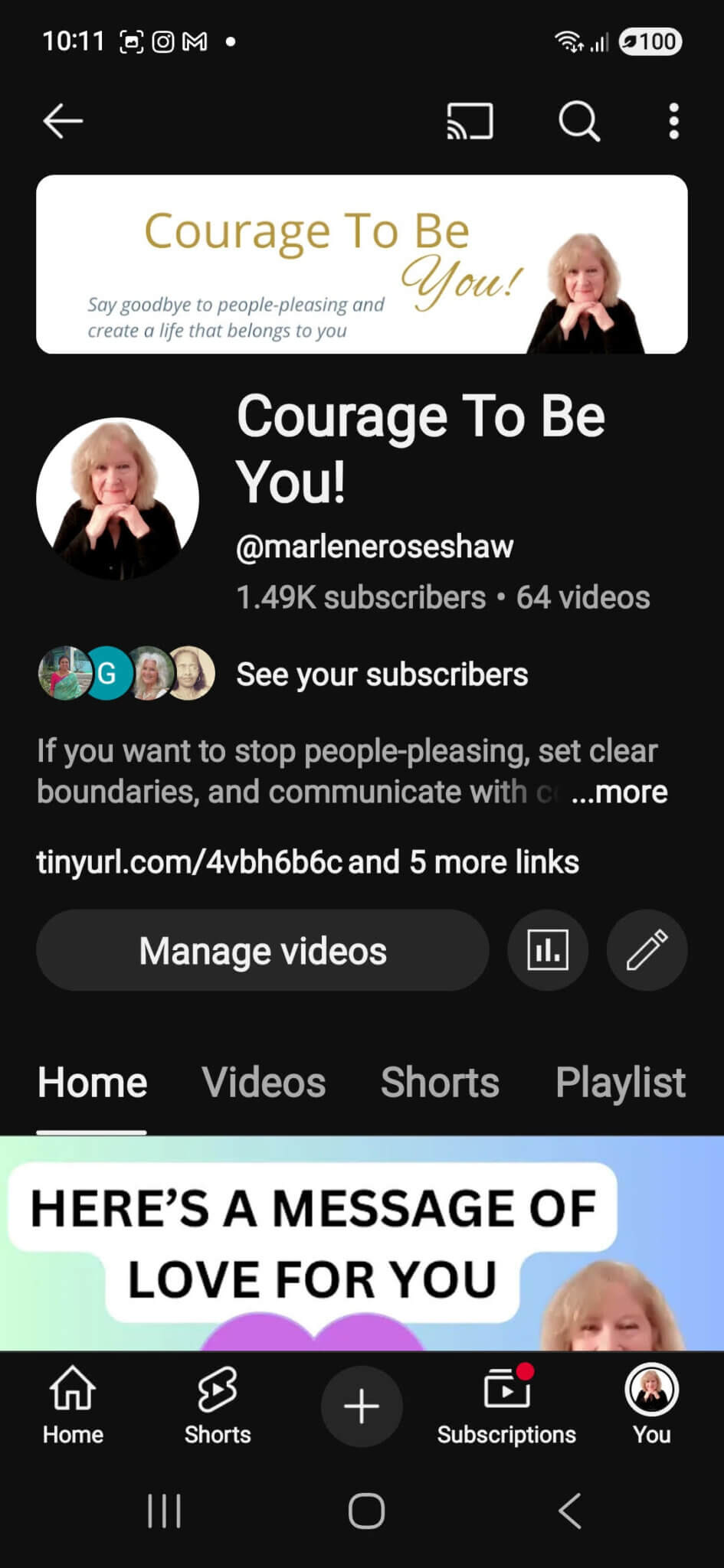 Courage To Be You is on YouTube